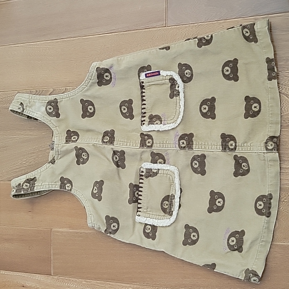 Miki House - Adorable Bear Print Kids Casual Dress